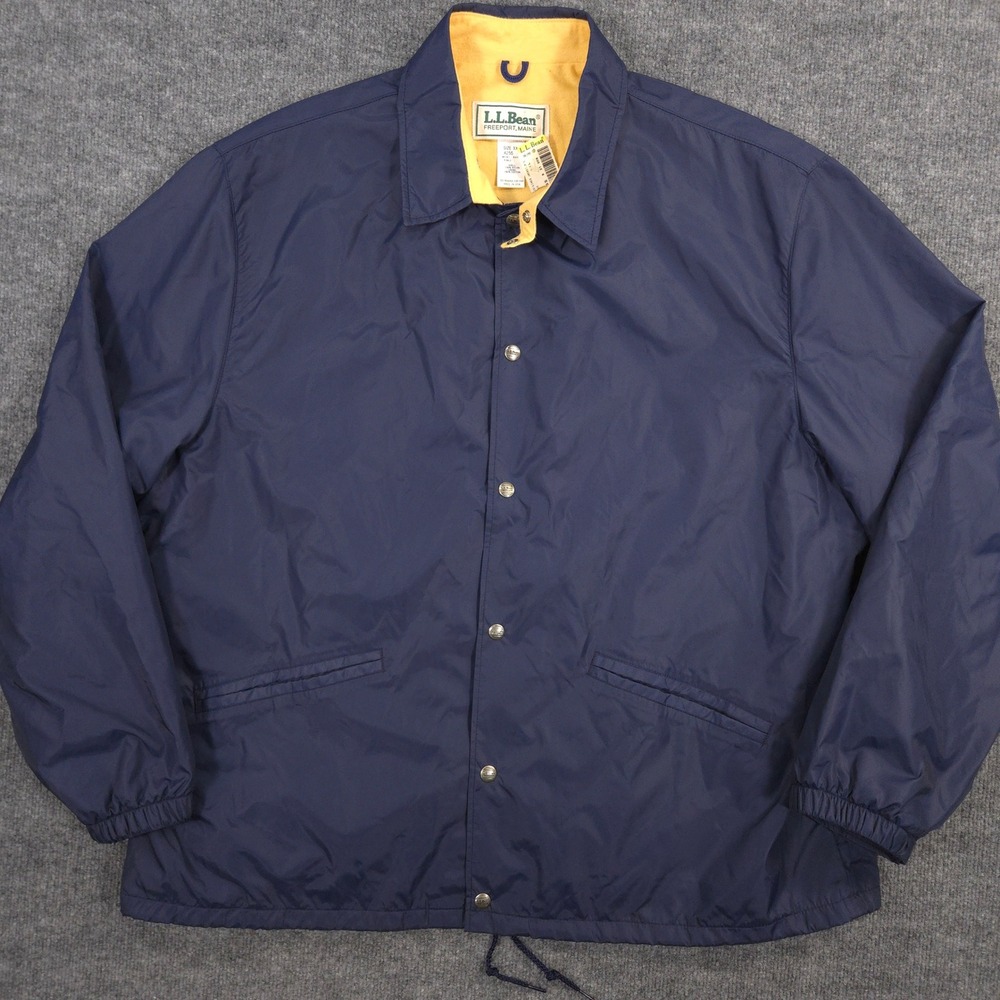 Vintage LL Bean Coaches Jacket Mens XXL Navy Blue Chamois Lined Made In USA NEW